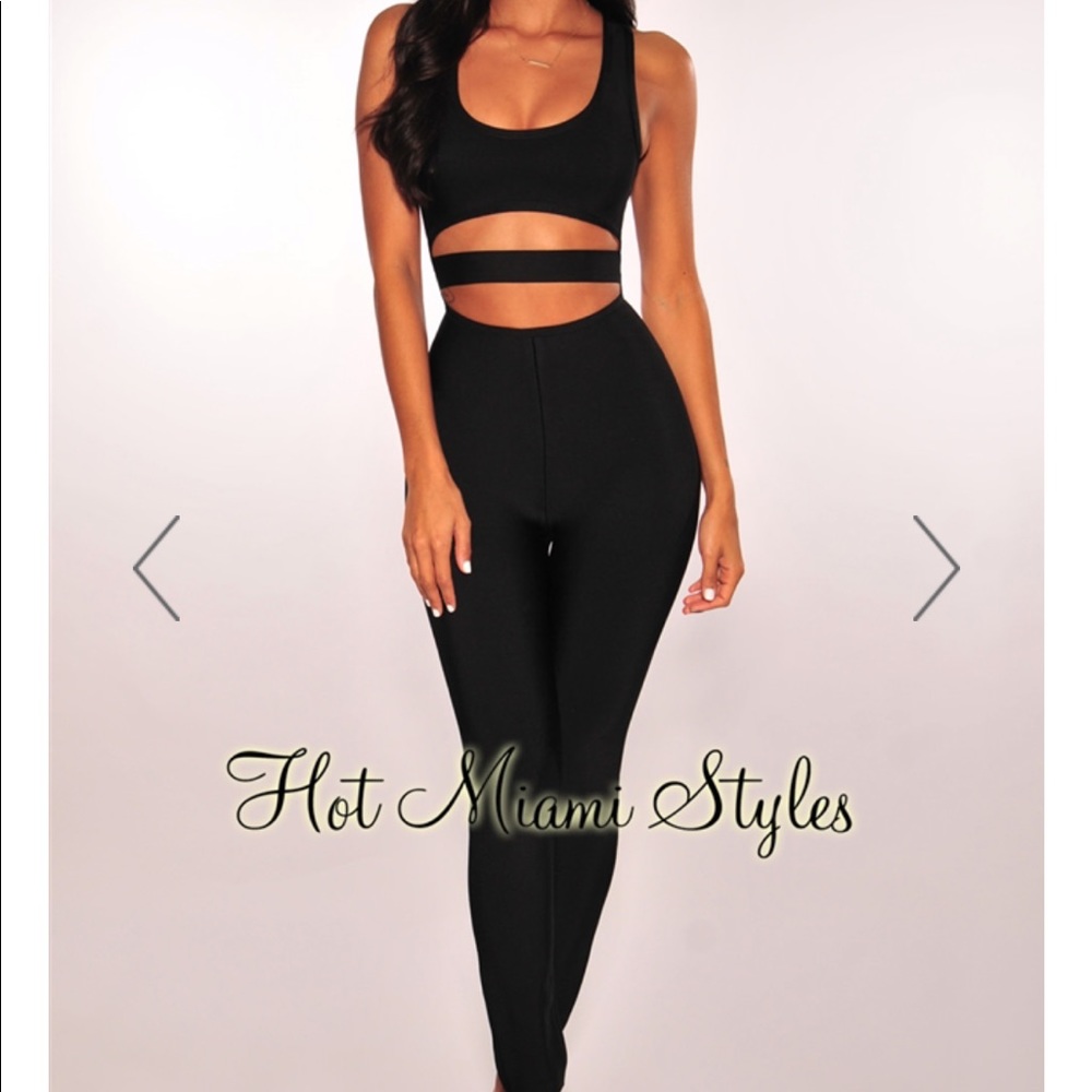 Black Bandage Underboob Cut Out Jumpsuit